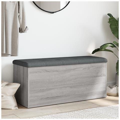 Panca Portaoggetti Grigio Sonoma 102x42x45 Cm Legno Multistrato - Foto 3