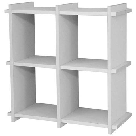 Scaffale Bacheca Libreria Mensole In Legno Bianco Multiuso A Parete 4 Ripiani - Foto 2