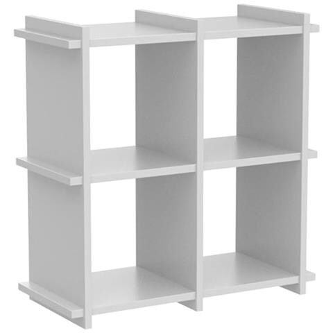 Scaffale Bacheca Libreria Mensole In Legno Bianco Multiuso A Parete 4 Ripiani - Foto 1