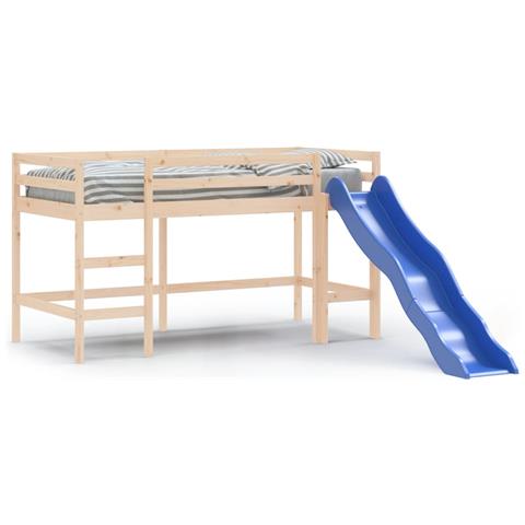 Letto Soppalco Con Scivolo Bambini 80x200cm Legno Massello Pino - Foto 2