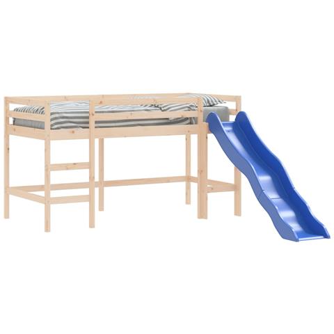 Letto Soppalco Con Scivolo Bambini 80x200cm Legno Massello Pino - Foto 3