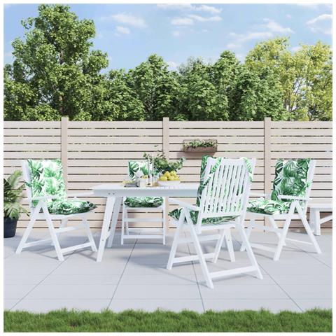 Cuscini Sedia Schienale Basso 4 Pz Motivo Foglie Tessuto Oxford - Foto 1