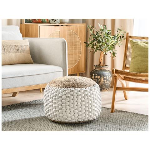 Pouf Aiza Cotone Bianco - Foto 1