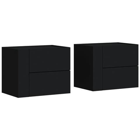 Comodini A Muro 2 Pz Nero 45x30x35 Cm - Foto 2