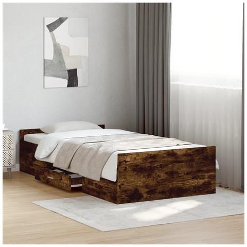 Giroletto Con Cassetti Rovere Fumo 75x190 Cm Legno Multistrato - Foto 3