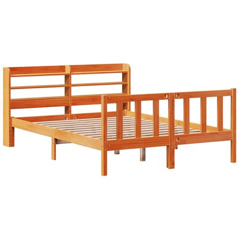 Giroletto Con Testiera Marrone Cera 120x190 Cm Massello Pino - Foto 3