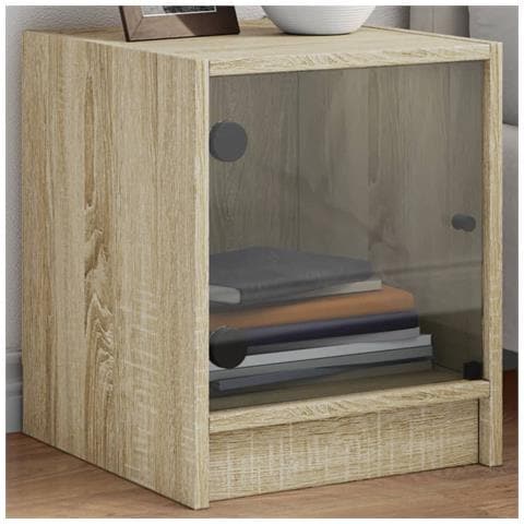 Comodini Con Ante In Vetro 2pz Rovere Sonoma 35x37x42 Cm - Foto 1
