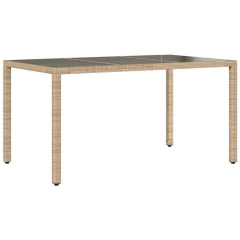 Tavolo Da Giardino Piano In Vetro Beige 150x90x75 Cm Polyrattan - Foto 2