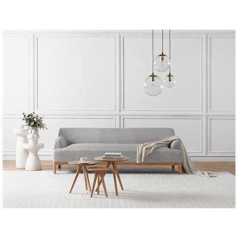 Divano 3 Posti Sosjo Tessuto Grigio Chiaro - Foto 1