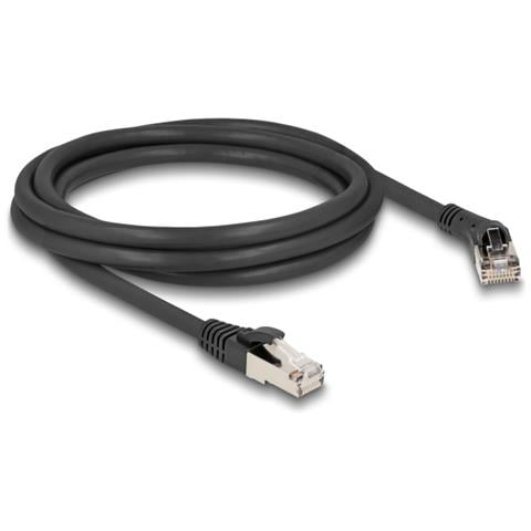 Cavo di rete RJ45 Cat. 8.1 S /FTP maschio da 45° angolato a destra per maschio diritto fino a 40 Gbps 2 m nero - Foto 1