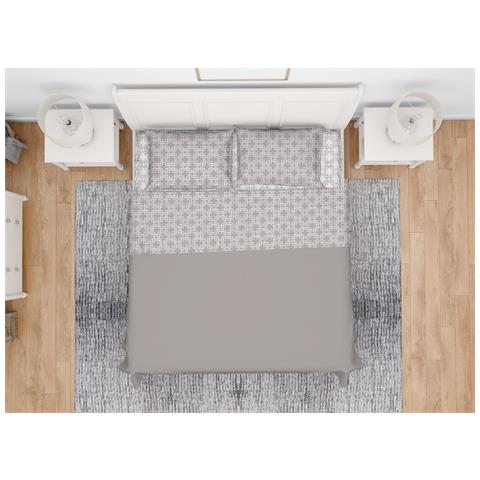 Completo Lenzuola Letto In 100% Cotone Made Italy Disegno Catena Maxi Beige - Foto 1