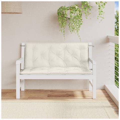 Cuscini Panca Giardino 2pz Crema Mélange 120x50x7 Cm In Tessuto - Foto 3