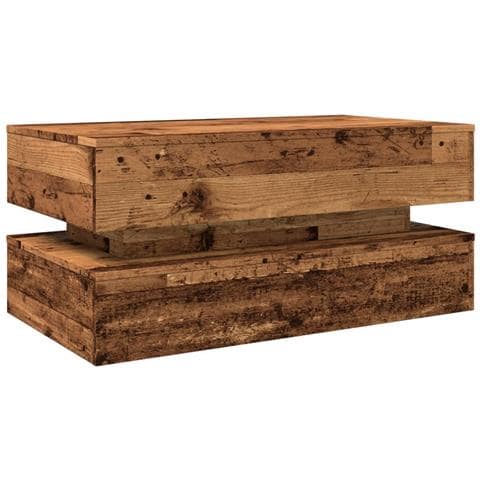 Tavolino Da Salotto Con Luci Led Legno Antico 90x50x40 Cm - Foto 3