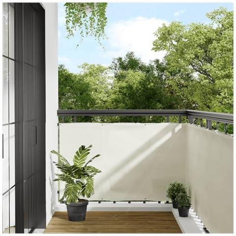Paravento Da Balcone Crema 90x700 Cm 100% Poliestere Oxford - Foto 1