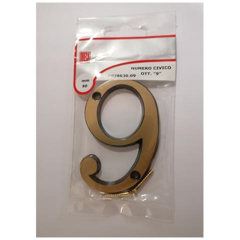 Oreca - Numero Civico ""9"" In Ottone Satinato 80mm - Foto 1