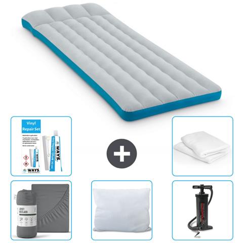 Set Materassino Gonfiabile - 189x72x20 Cm - Blu - Include Accessori Coordinati Cb9 - Foto 1