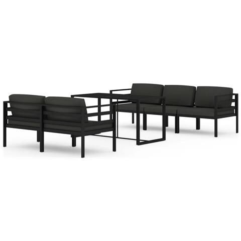 Lusso Casadino -  Set Divani Da Giardino 6 Pz Con Cuscini In Alluminio Antracite - Foto 1