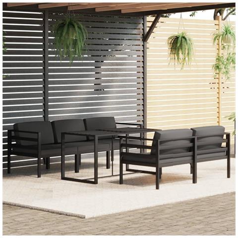 Lusso Casadino -  Set Divani Da Giardino 6 Pz Con Cuscini In Alluminio Antracite - Foto 8