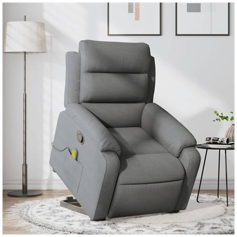 Lusso Casadino -  Poltrona Alzapersona Massaggi Reclinabile Grigio Scuro Tessuto - Foto 8