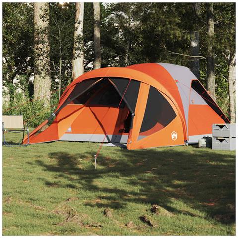 Tenda Familiare a Tunnel 6Persone Grigia Arancione Impermeabile - Foto 2
