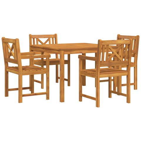 Set da Pranzo da Giardino 5 Pezzi Legno Massello di Acacia, Sedie da Giardino 2 pezzi 56x56x90 cm Legno Massello di Acacia - Foto 1