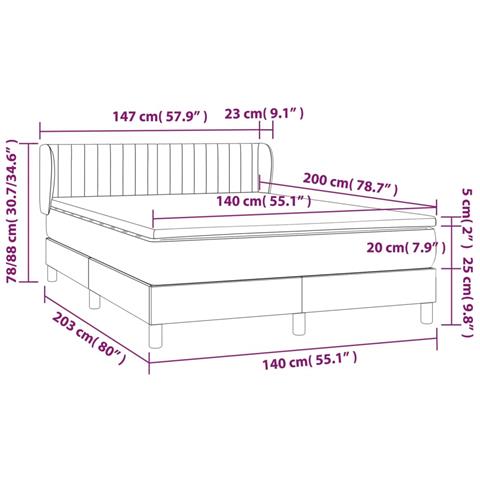 Giroletto a Molle con Materasso Grigio Chiaro 140x200cm Tessuto - Foto 7