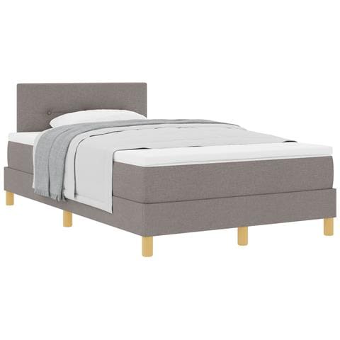 Letto con Rete a Molle con Materasso Tortora 120x190 cm Tessuto - Foto 1