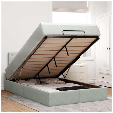 Struttura Letto Pouf con Materasso 120x200 cm Velluto - Foto 2