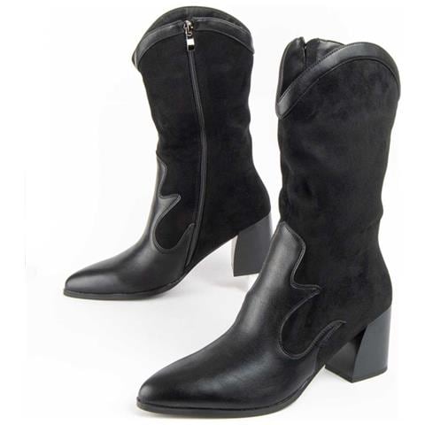 Stivaletto Con Tacco Tejan8 Nero Nero Materiale Sintetico E Tessile - Foto 1