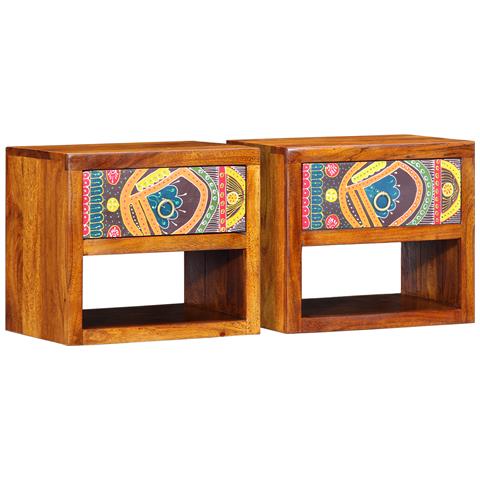 Comodini 2 pezzi 40x35x35 cm Legno massello di acacia - Foto 1