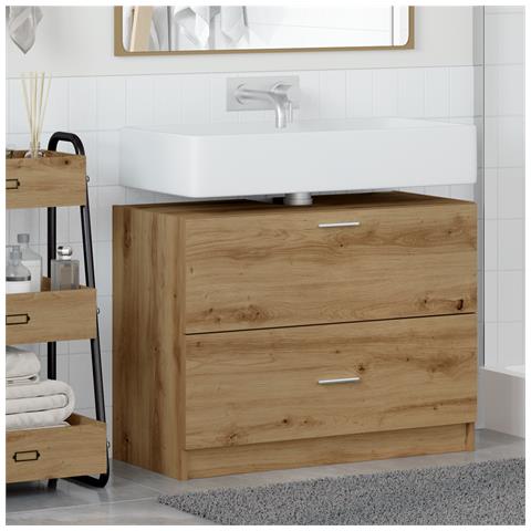 Mobile da Lavabo Rovere Artigianale 78x37x59 cm Legno Ingegnerizzato - Foto 2