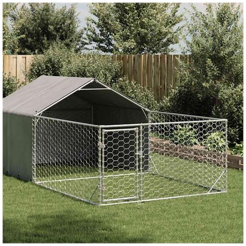Cuccia per Cani da Esterno con Recinto 7x2x1,5m Acciaio Zincato - Foto 2