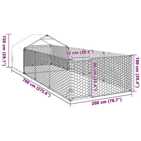 Cuccia per Cani da Esterno con Recinto 7x2x1,5m Acciaio Zincato - Foto 8