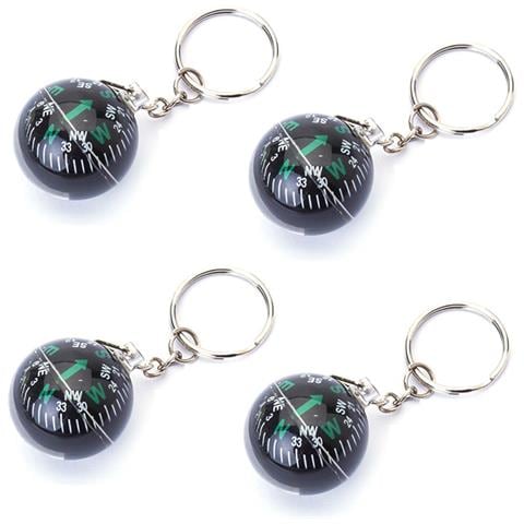 Portachiavi Bussola A Sfera Acrilica 4 Pezzi - Strumento Di Navigazione Portatile - Foto 1