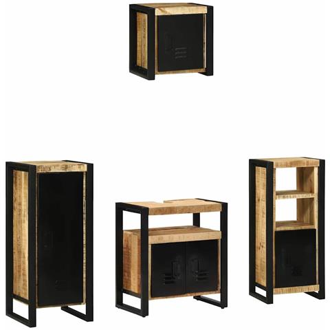 Set di mobili per il bagno 4 pcs Legno di mango massello - Foto 2