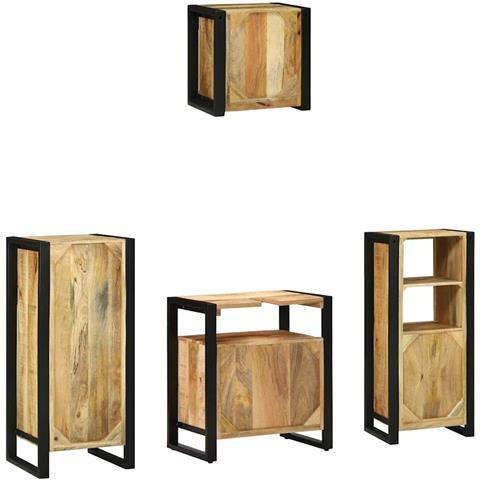 Set di mobili per il bagno 4 pcs Legno di mango massello - Foto 9