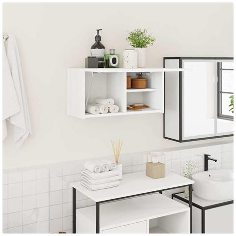 Mobile da Bagno a Parete Bianco 60x25x30cm in Legno Multistrato - Foto 2
