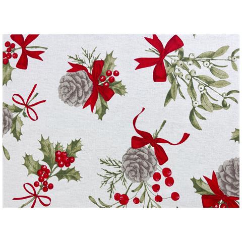Tovaglia Natalizia Cucina Soggiorno In 100% Cotone Disegno Pigne Rp 90x90 Pigne - Foto 2