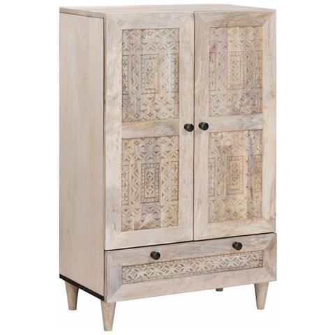 Credenza Bianco 60 x 33 x 100 cm legno massello di mango - Foto 1