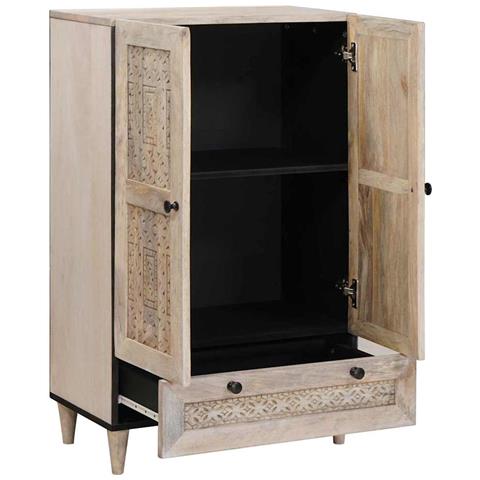 Credenza Bianco 60 x 33 x 100 cm legno massello di mango - Foto 2