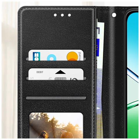 Custodia A Portafoglio Per Oppo A5x Con Cinturino Da Polso E Funzione Di Supporto Video - Foto 5