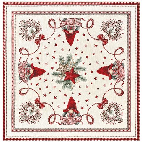Tovaglia Centrotavola Centrino Tavolo Fantasie Natalizie Cinigliato Piazzato Made Italy 90x90 Elfo Stella - Foto 1