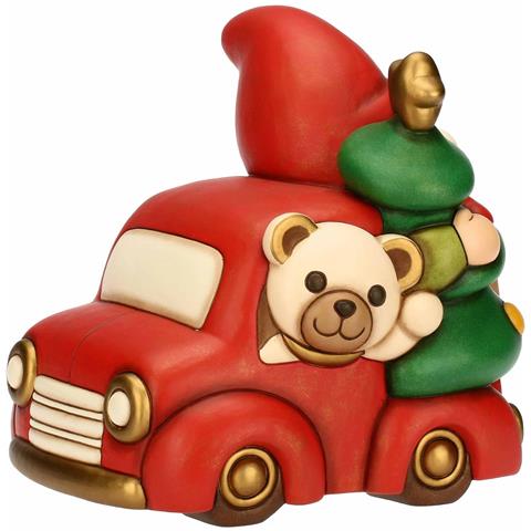Carillon Gnomo Oliver E Teddy Con Furgoncino In Ceramica, Maxi - Foto 1