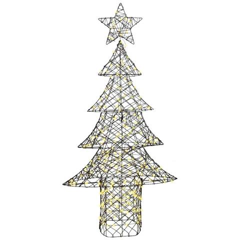 Albero di Natale con 240 LED Bianco caldo 180 cm Rattan - Foto 2