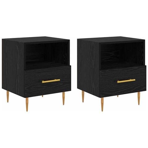 Comodino 2 pcs Nero 40 x 35 x 47,5 cm Legno multistrato - Foto 1