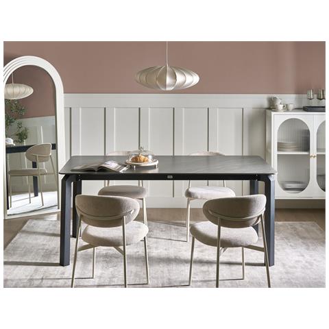 Tavolo Da Pranzo Da Giardino Feletto 180 Cm 90 Cm Pietra Marmo Nero - Foto 1