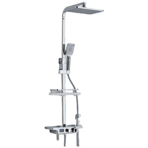 Colonna doccia, Blackswan, tipo M214, modello cromato, a 4 vie, con termostato e bocca mobile nascosta, display LCD e doccia a pressione, misura 116 cm - Foto 1