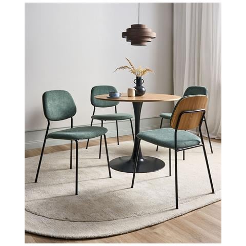 Set Di 4 Sedie Da Pranzo Riley Tessuto Verde - Foto 1