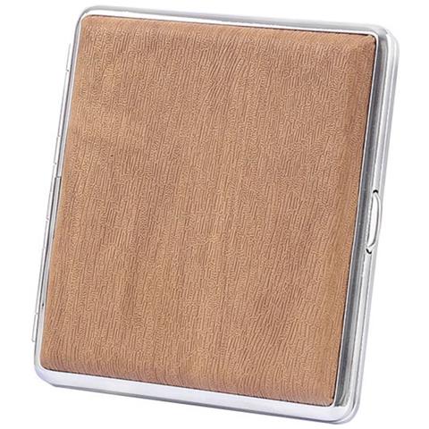 Portasigarette In Pelle Pu Con Texture In Legno - Contiene 20 Sigarette Di Dimensioni Standard Brown - Foto 1