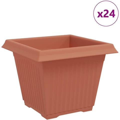 Vaso quadrato per fiori 24 pcs Rosso Mattone Plastica - Foto 1